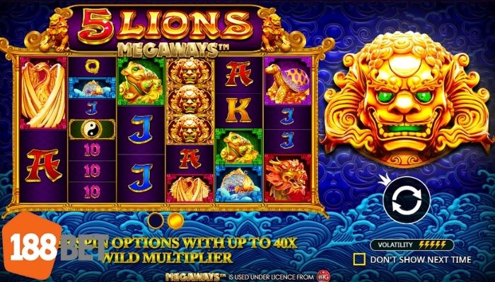 Giao diện chính của game 5 chú sư tử Megaways tại 188BET