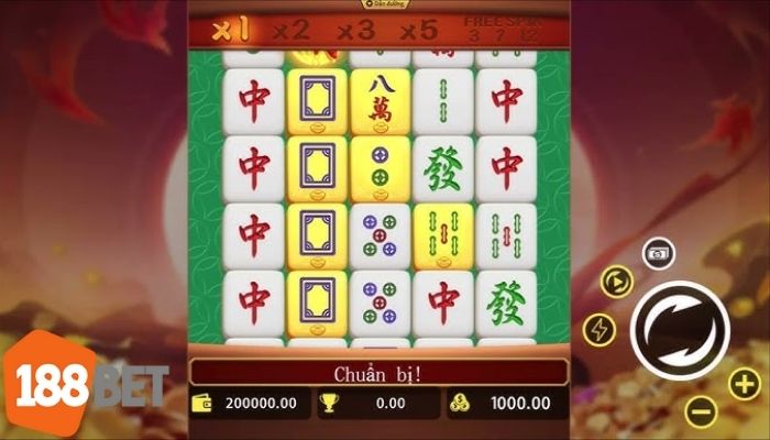 Giao diện vòng quay trong game slot Nổ Hũ Đường Mạt Chược trên nền đỏ bắt mắt