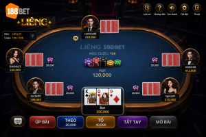 Giao diện chơi Liêng 188BET với bàn bài trực tuyến
